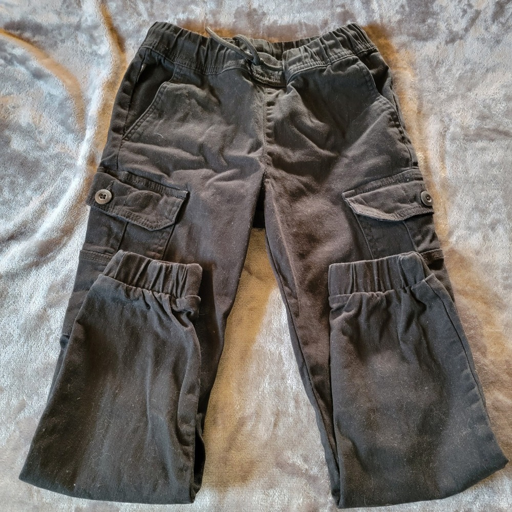 Ring of Fire Cargo Jogger Pants Kids Size 8 Black Excellent Drawstring Twill 898